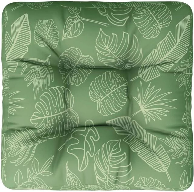 vidaXL Palettenkissen mit Blattmuster aus wasserabweisendem Polyester, B/T/H: 50 x 50 x 12 cm - Bild 1