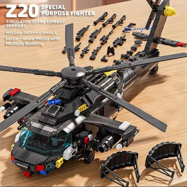 Militär-Bausteine SWAT-Jäger Hubschrauber Flugzeugmodell, 1000 Teile, ab 6 Jahren - Bild 1