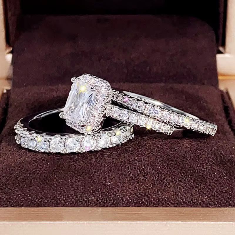 Huitan Ringe Set, Zirkonia, Silber, Damen - Bild 3