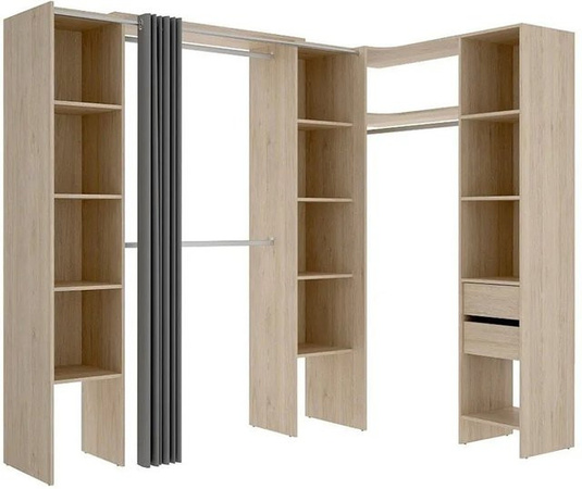 Offener Kleiderschrank Dorian von Vente-unique in Naturfarben Hell und Grau, B/H/T: 164 x 234 x 141 cm