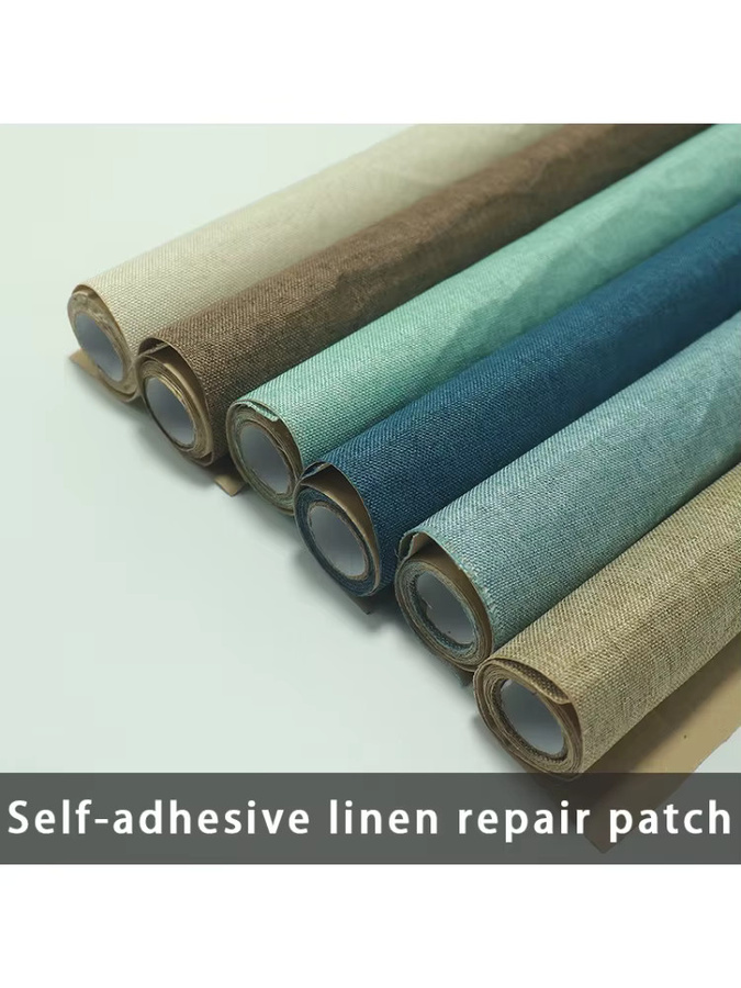 Selbstklebende Leinen-Stoffrolle als Reparatur-Patch für Möbel, Sofa und DIY-Projekte, Mehrfarbig, B: 40 cm, L: 135 cm - Bild 5