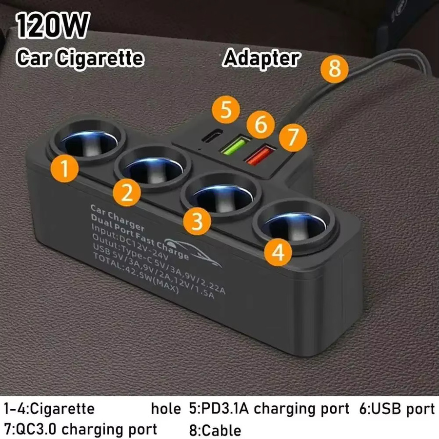 General Motors 3-in-1 Dual-USB-Ladegerät für das Auto in Schwarz, multifunktionaler Konvertierungsstecker für DVR und GPS - Bild 2