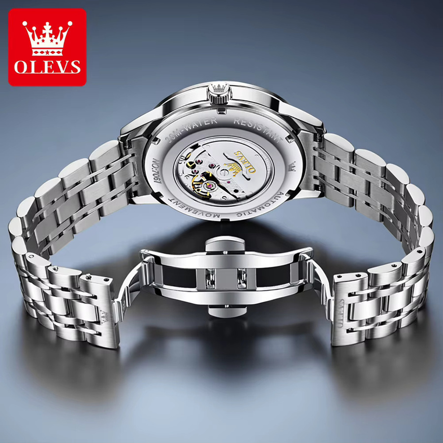 OLEVS Armbanduhr Automatik, Edelstahl, Herren, Dual Kalender, Wasserdicht - Bild 2