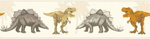 A.S. Création Tapetenbordüre Dinosaurier in Beige und Orange, Motiv Tiere für das Kinderzimmer, Breite: 0,13 m, Länge: 5 m - Bild 1
