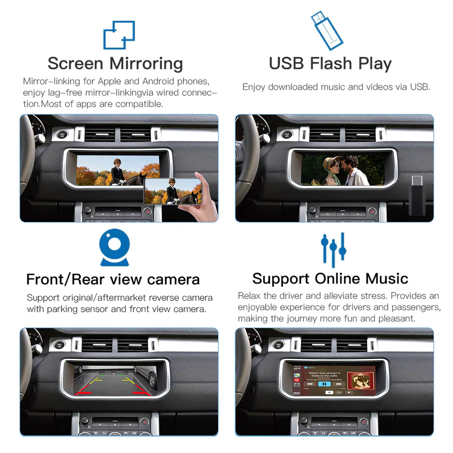 Kabelloses CarPlay und Android Auto Interface für Jaguar XF XJL XE E-PACE F-TYPE sowie Land Rover Discovery 5 Evoque 2016-2018 mit 8 Zoll Display und AirPlay Mirror Link von REEIIO - Bild 4