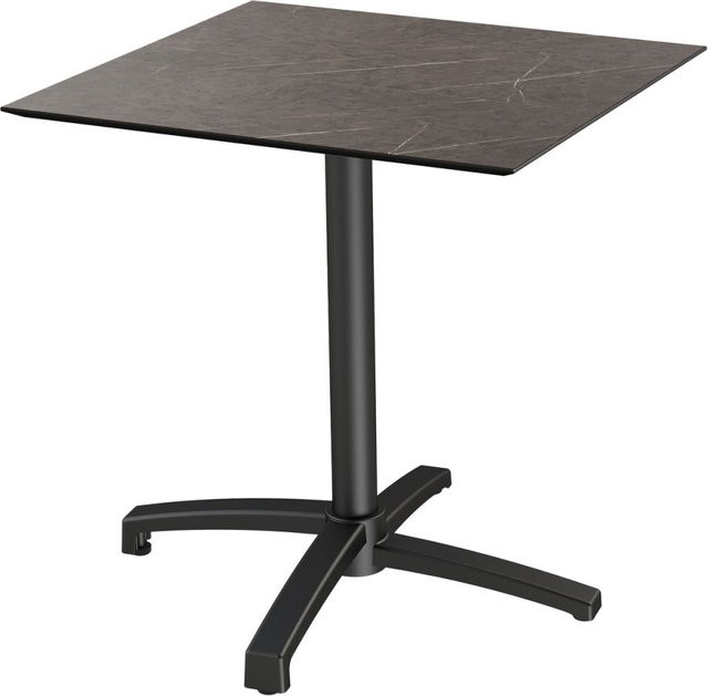Feros Terrassentisch X Cross mit HPL Platte in Braun und schwarzem Gestell, Höhe: 74 cm - Bild 1