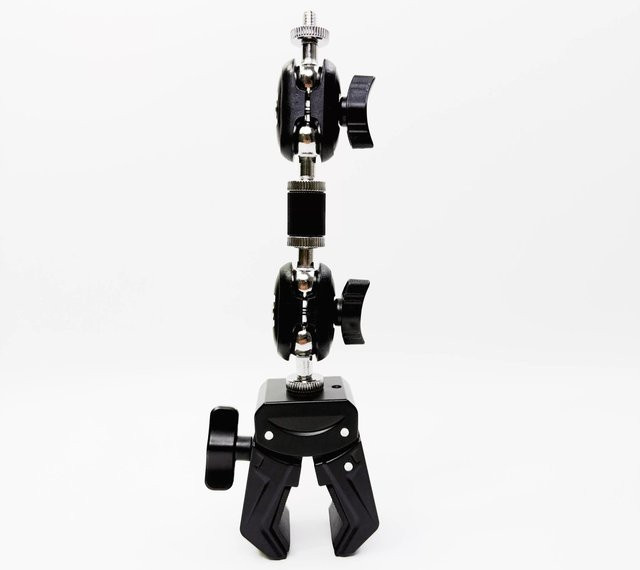 GoPro 360-Grad-Rotations-Actionkamera-Halterung mit großer Klemme und 1/4-Zoll-Schraube in Schwarz - Bild 1