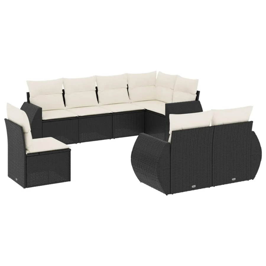 vidaXL 8-teilige Garten-Sofagarnitur aus Poly-Rattan in Schwarz mit Kissen und Stauraum - Bild 2