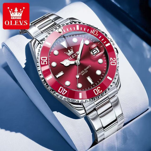 OLEVS Armbanduhr Quarz, Edelstahl, Grün, Silber, 41 mm, Herren - Bild 1