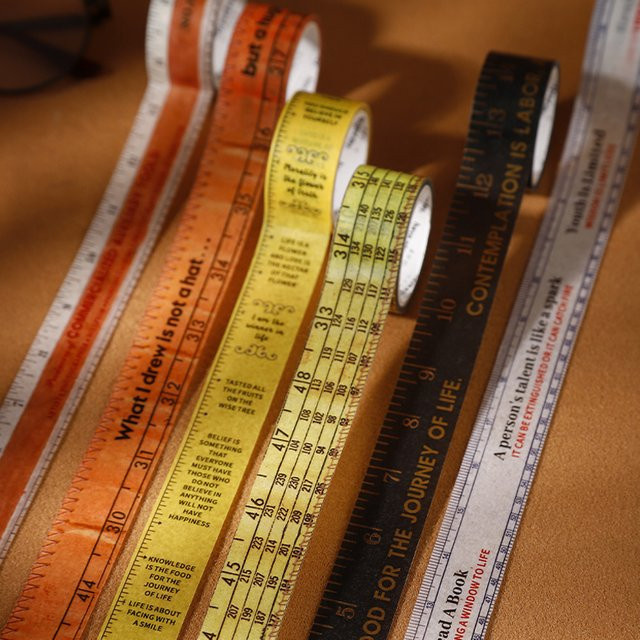 Mr.Paper Washi Tape Set Vintage Ruler Series mit 6 Rollen Retro-Messband für Scrapbooking und DIY - Bild 1