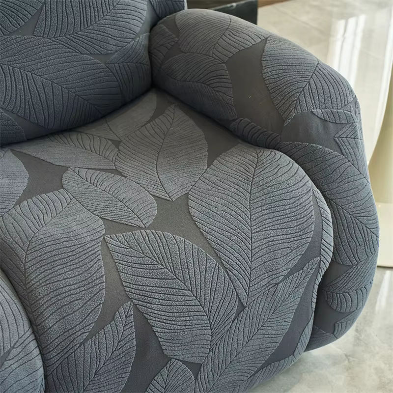 Yupartex Stretch-Bezüge für 2-Sitzer Jacquard Split-Relaxsofa in Grau mit Seitentasche und floralem Muster - Bild 4