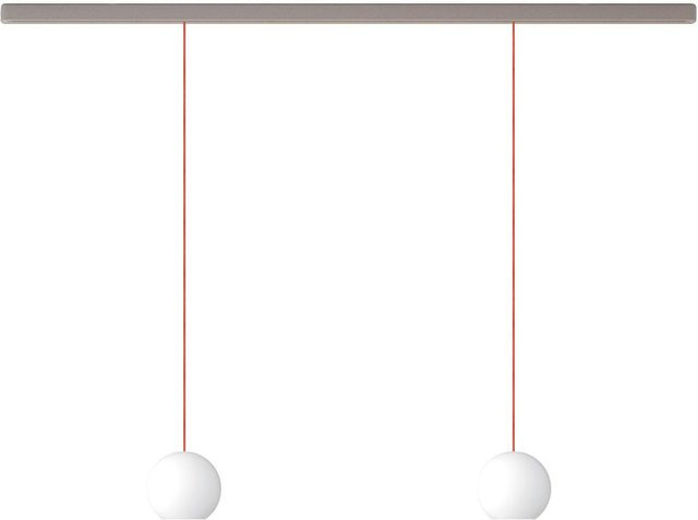 KOMOT KOS Duo L LED-Pendelleuchte mit Schiene, Nickel matt und orangefarbenem mundgeblasenem Opalglas, Tunable White (2200K - 4200K), Länge: 200 cm - Bild 1