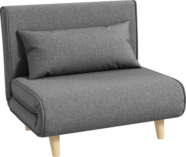 HOMCOM Schlafsofa Einzelsofa im skandinavischen Design, Klappsofa mit verstellbarer Rückenlehne, Grau, B/T/H: 95 x 95 x 80 cm - Bild 1