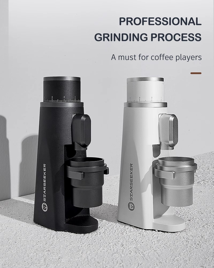 STARSEEKER EDGE Elektrische Edelstahl-Kaffeemühle mit 48 mm Flat Burrs für Espresso, Schwarz - Bild 2