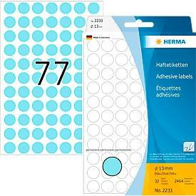 HERMA Vielzweck-Etiketten 2233, selbstklebende Markierungspunkte aus Papier, Farbe: Blau, Durchmesser: 17 mm, 32 Blatt - Bild 1