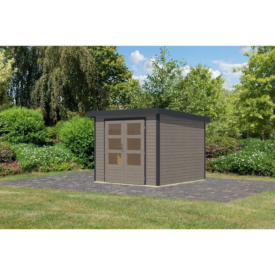 Karibu Gartenhaus Diego in Wassergrau/Anthrazit aus Holz und Metall, B/T/H: 209 x 238 x 242 cm - Bild 2
