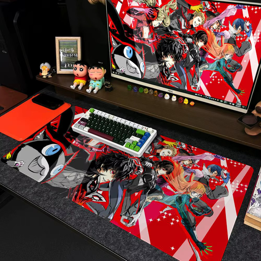 P-PersonaS 5 Spiel-Mauspad XXL in Schwarz und Multicolour, rutschfeste Gamer-Schreibtischunterlage mit Kunstdesign, B/T: 90 x 40 cm - Bild 2