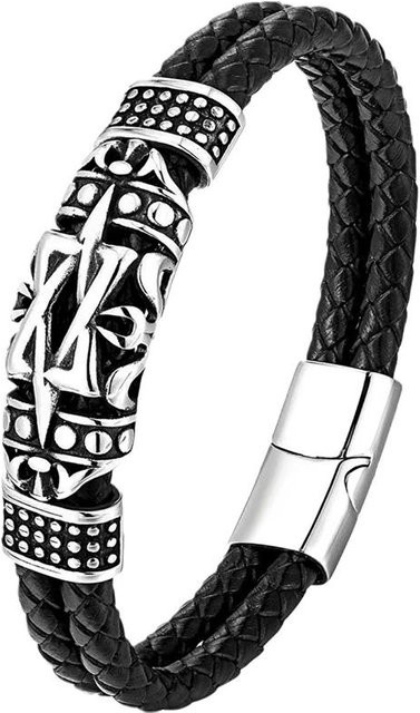 YULIN Armband, Leder, Schwarz, Herren, 21cm - Bild 1