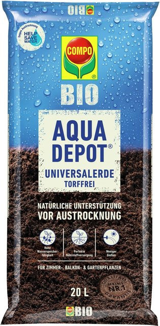 Compo Aqua Depot Universalerde torffrei für Zierpflanzen, Gemüse, Obst und Kräuter, 20 l - Bild 1