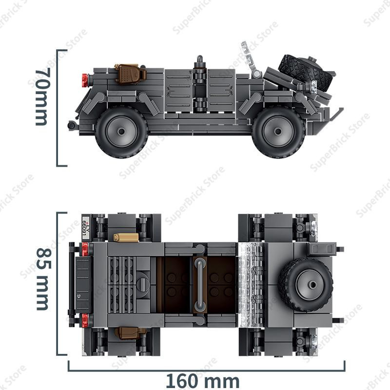 WK II Deutscher VW 82 Kübelwagen Modellbausteine Militärfahrzeuge ab 5 Jahren - Bild 2