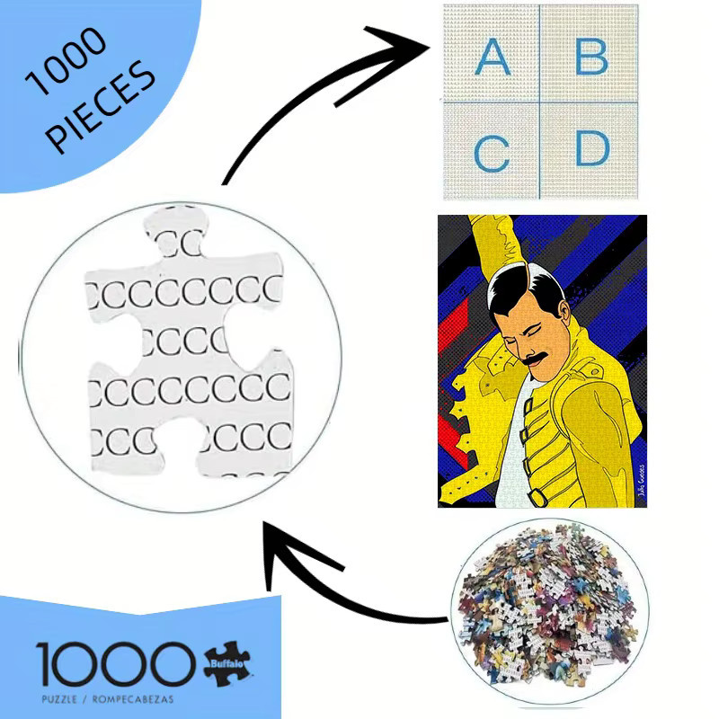 AZNM Freddie für MERCURY Rockmusik Porträt, Papierpuzzle, 1.000 Teile - Bild 4