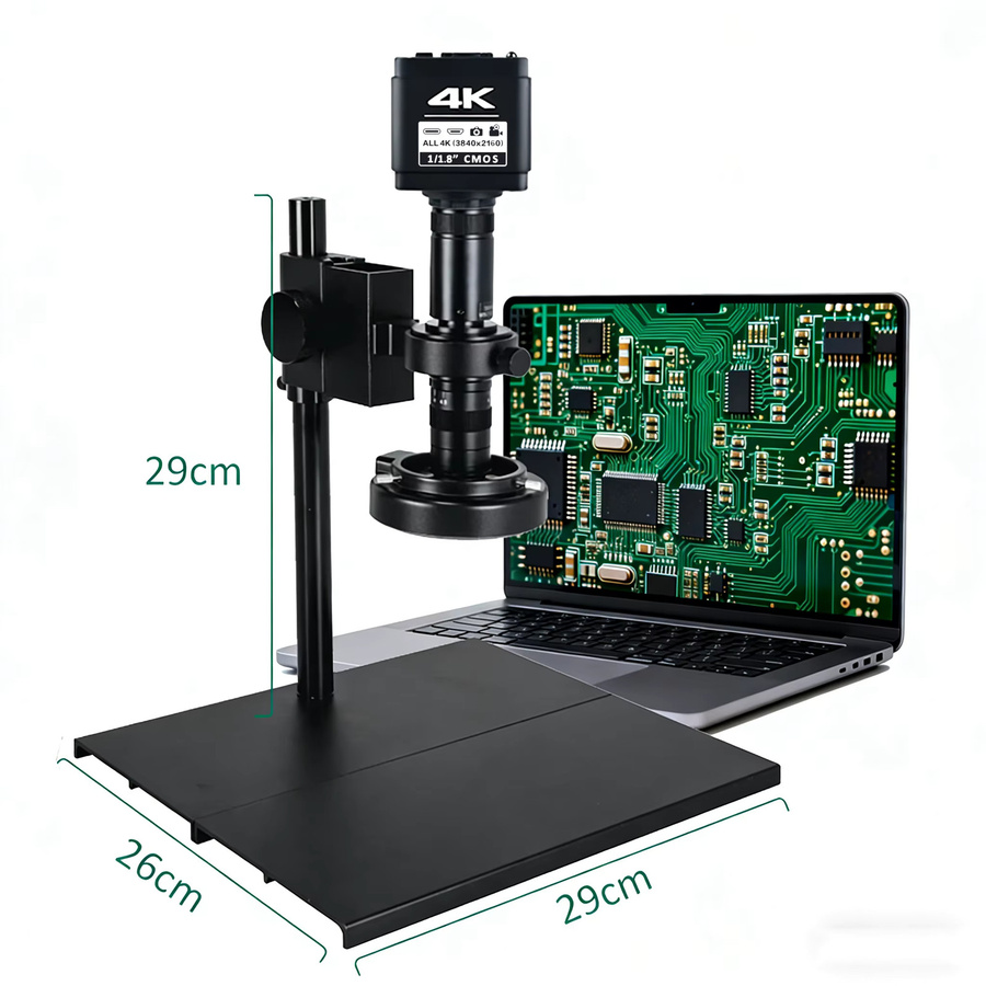 KUAIQU Professionelles 4K UHD Digitalmikroskop mit HDMI und USB-C, IMX678 Sensor, 215X Objektiv und stabilem Säulenständer in Schwarz - Bild 7