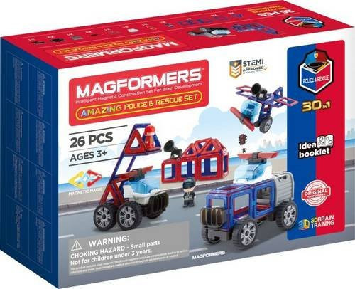 Magformers Amazing Police & Rescue Set mit 26 Teilen in Rot und Blau