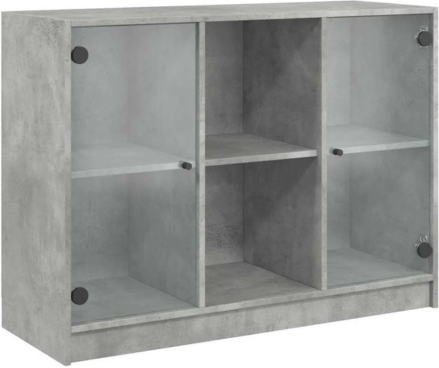 vidaXL Sideboard modern in Betongrau aus Holzwerkstoff und Glas, B/T/H: 102 x 37 x 75,5 cm - Bild 1