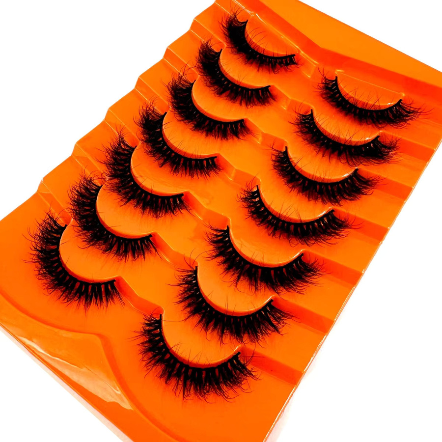 AMSDCN Streifenwimpern, künstlicher Nerz, D-Curl, 7 Paar, 9–20 mm - Bild 3