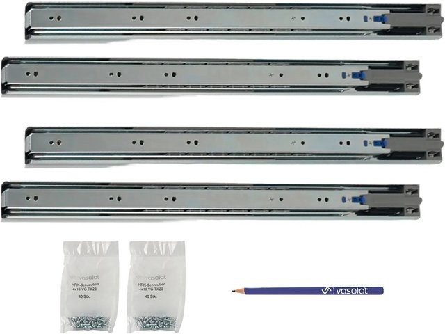 vasalat Kugelauszug Softclose Vollauszug mit Dämpfung, 2 Paar, Farbe: Silber - Bild 1