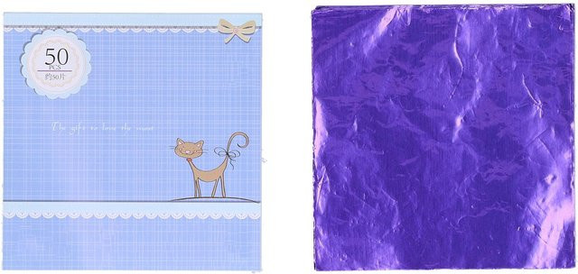 CosyHome DIY Backverpackungspapier aus glänzender Alufolie, 50 Stück, Lila und Weiß - Bild 1
