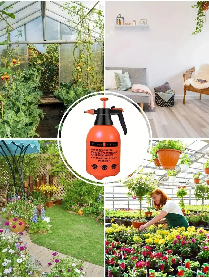 LUSQI Handdrucksprinkler in Orange als Gartensprinkler und Sprühflasche mit Luftkompressionspumpe - Bild 6