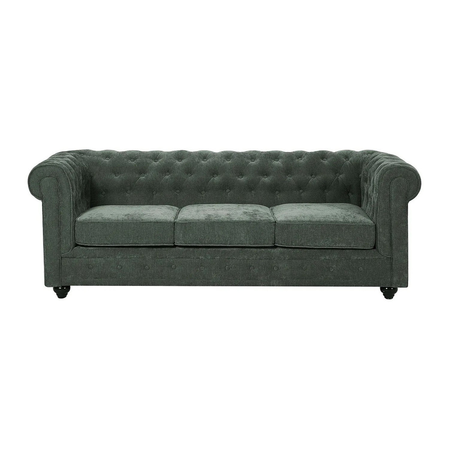 Vente-unique Chesterfield Sofa in Grün mit Stoffbezug, Breite: 205 cm - Bild 2