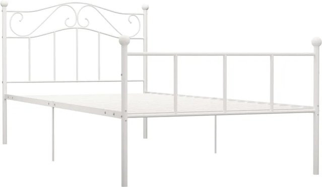vidaXL Bettgestell aus Metall in Weiß, B/T: 100 x 200 cm - Bild 1