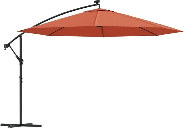 vidaXL Ampelschirm mit LED-Beleuchtung aus Stahl und Polyester in Terrakotta, Höhe: 350 cm - Bild 1