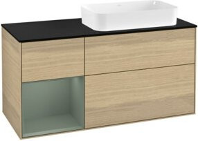 V&B Waschtischunterschrank Finion in Platinbraun mit linkem Regal und offenem Fach, B/T/H: 120 x 50,1 x 50,1 cm - Bild 1