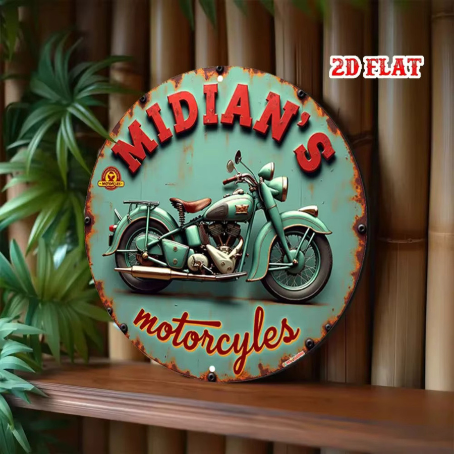 CIFbuy Vintage One Piece Motorrad Metallschild aus Aluminium, runde Wandkunst in Multicolour für Garage, Bar und Heimdekoration - Bild 4