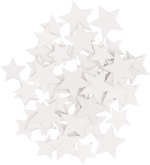 Rico Design Holzstreu Sterne in Weiß, 48 Stück, B/H: 20 x 19 mm - Bild 1