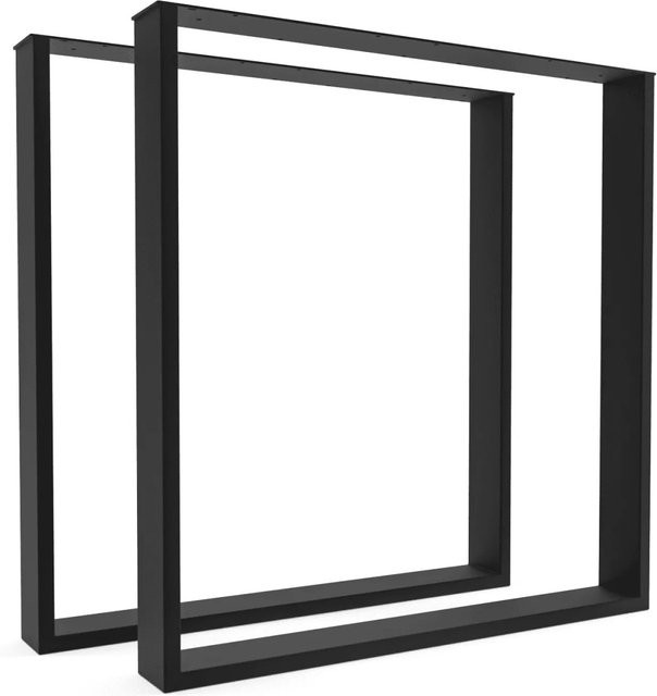 HEVVA Tischbeine BASEL 2er Set Schwarz Matt aus Metall mit Schlittenfuß, Tiefe: 70 cm, Höhe: 72 cm - Bild 1