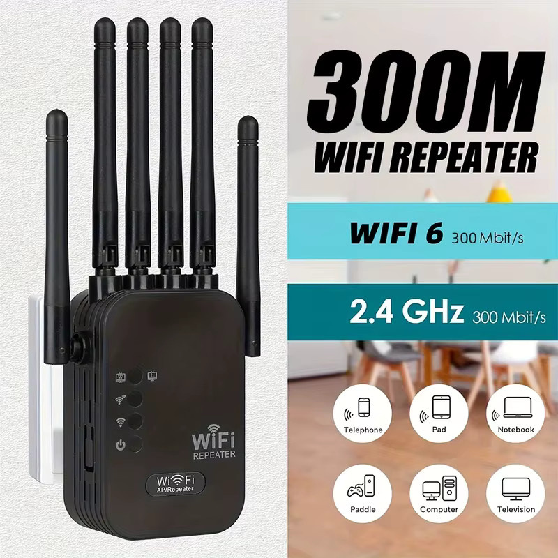 Regaton High Gain 300M WLAN-Signalverstärker Single-Band 2,4GHz Drahtloser Repeater in Schwarz - Bild 6
