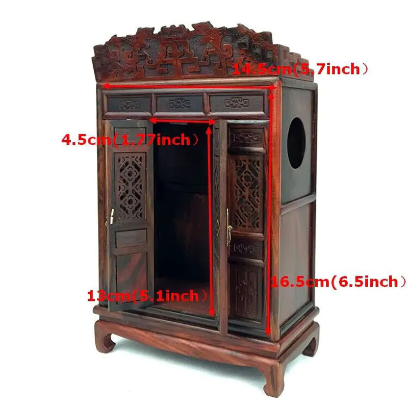 Orientalischer Buddha-Altar Butsudan Schrein aus Holz in Braun als tragbare Zen-Gebetsdekoration - Bild 2