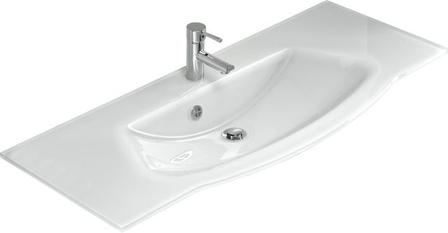 Pelipal Glaswaschbecken Serie 4005 Weiß, rechteckig mit Überlauf, Breite: 117 cm - Bild 1