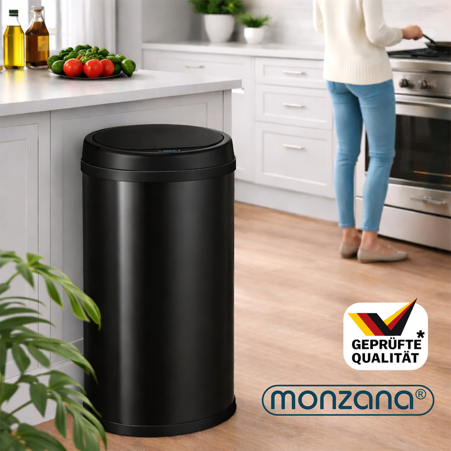 Monzana Sensor Mülleimer aus Edelstahl in Schwarz mit 50l Fassungsvermögen - Bild 2