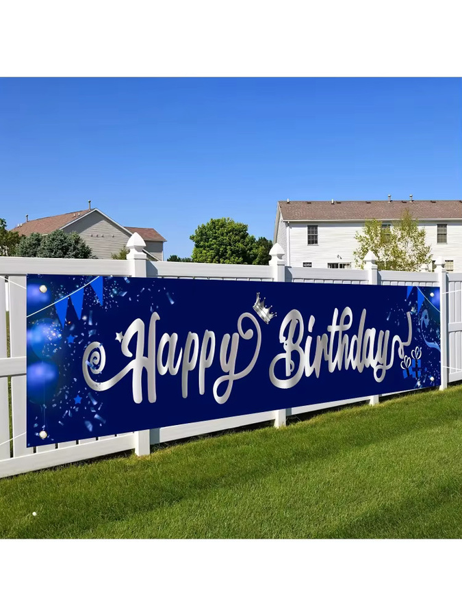 VIKAMA Geburtstagsbanner mit blauer Krone und Buchstaben für Partys, B/H: 180 x 35 cm - Bild 5