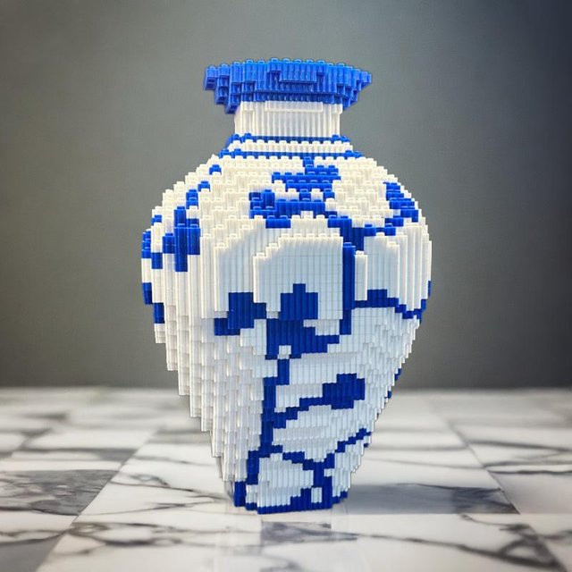 Airun Chinesischer Stil Porzellanvase Puzzle Baustein Blau-Weiß ab 3 Jahren - Bild 1