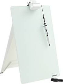 Nobo Diamond Glas-Notizboard für Schreibtische, magnethaftend, weiß, B: 21,6 cm, T: 3,0 cm, H: 29,7 cm - Bild 1