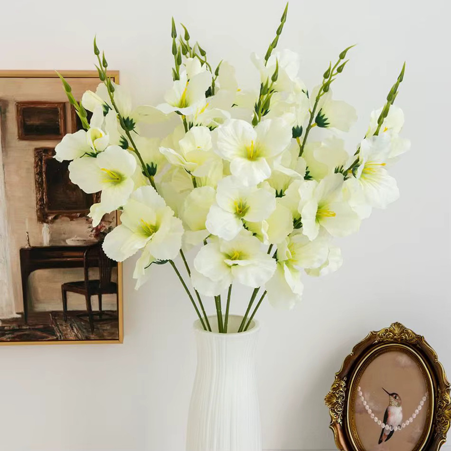 Yusheng Künstliche Orchideen Blumen in Orange und Weiß für Hochzeiten und Dekoration - Bild 2