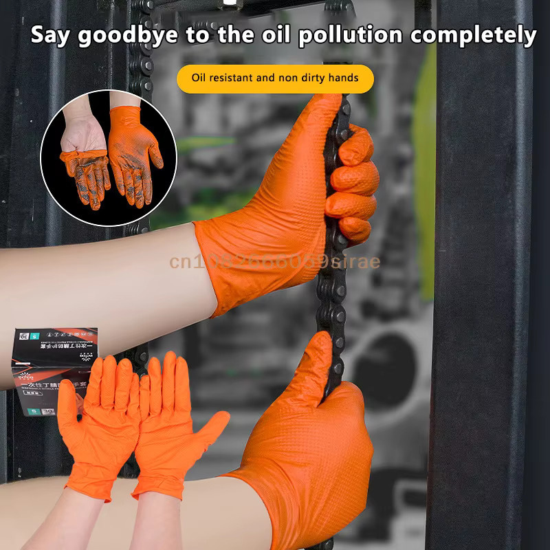 KOQZM Nitrilhandschuhe in Orange mit strukturiertem Griff für mechanische Sicherheit und Arbeit, 10 Stück - Bild 5