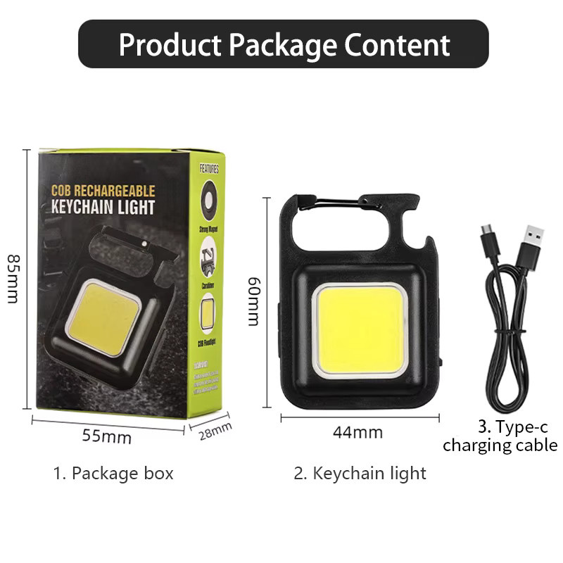 ESMARTER Mini COB LED Schlüsselbund Taschenlampe, wiederaufladbare EDC Arbeitstaschenlampe mit Magnet in Schwarz - Bild 6