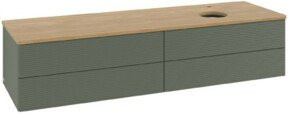 V&B Waschtischunterschrank Antao mit Frontstruktur in Eiche Honig und Grau Grün, B/T: 160 x 50 cm - Bild 1